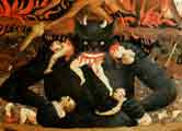 The Last Judgement, detail of Satan devouring the damned in hell from Fra Beato Angelico