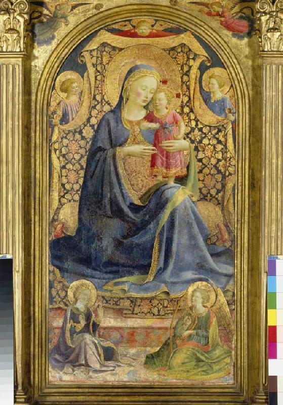 Thronende Maria mit dem Jesuskind, von Engeln umgeben from Fra Beato Angelico