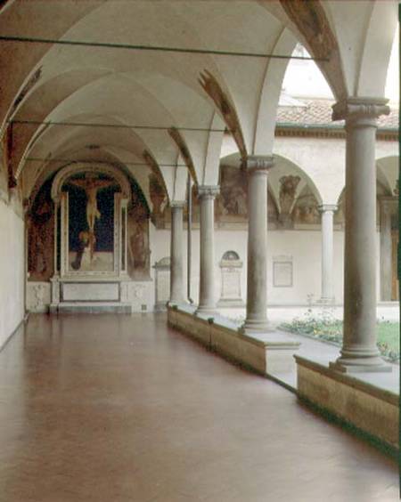 View of the Cloister of S. Antonino with the 'Crucifixion with St. Dominic' from Fra Beato Angelico