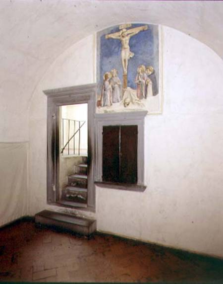 View of a monk's cell designed by Michelozzo di Bartolommeo (1396-1472) decorated with the 'Crucifix from Fra Beato Angelico