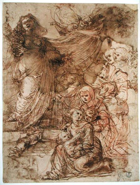 Preparatory study for Madonna and Child (pen & ink on paper) from Fra Bartolommeo