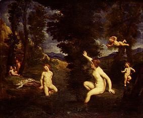 Die Nymphe Salmacis erblickt Hermaphrodit. from Francesco Albani