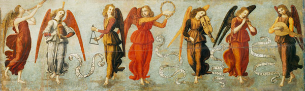 Angels playing musical instruments from Francesco Botticini