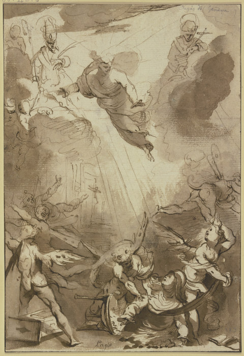 Teufel plagen eine Heilige und werden von einem Engel verjagt from Francesco Merano