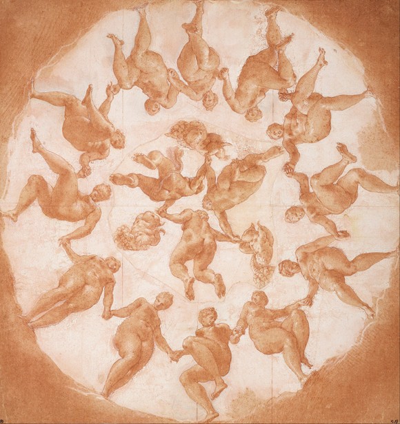 Dance of the Hours and three putti with cornucopiae from Francesco Primaticcio
