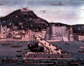 View of Naples depicting the Aragonese fleet re-entering the port after the Battle of Ischia in 1442