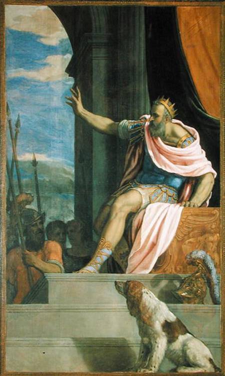 Saul throwing the lance at the head of David from Francesco Salviati