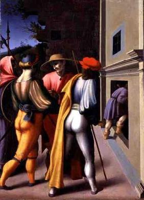 The Arrest of the Brothers, from 'The Stories of Giuseppe Ebreo' (tempera on panel)