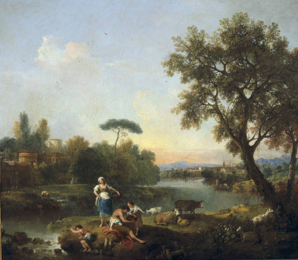 F.Zuccarelli, Landschaft mit Angler from Francesco Zuccarelli