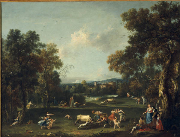 F.Zuccarelli, Landschaft mit Stierfang from Francesco Zuccarelli