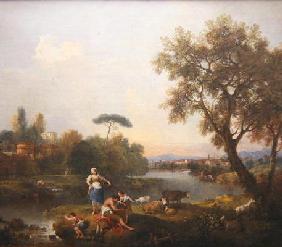 Landscape with a Boy Fishing, c.1740-50 (oil on canvas)