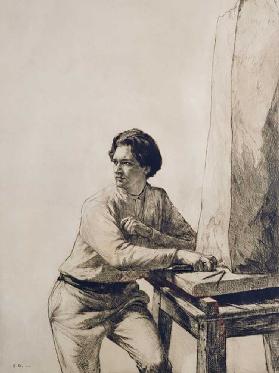 Porträt von Jacob Epstein (1880-1959) 1909 (Kaltnadelradierung in dunkelbrauner Tinte)