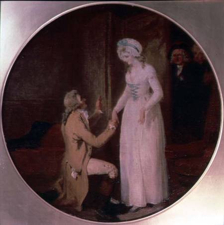 Young Marlow and Miss Hardcastle, scene from 'She Stoops to Conquer' by Oliver Goldsmith from Francis Wheatley