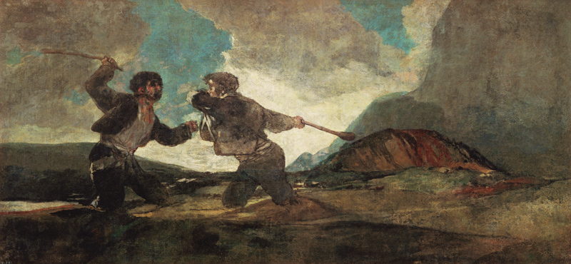 Duell mit Knüppeln (Aus den schwarzen Bildern der Quinta del Sordo) from Francisco José de Goya
