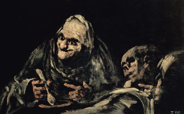 Two Old Men Eating, one of the 'Black Paintings' from Francisco José de Goya