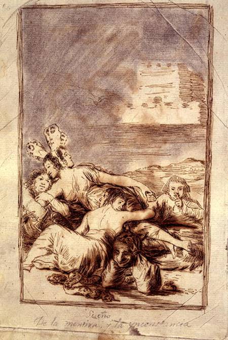 The Duchess of Alba, a suppressed plate entitled 'Dreams of Lies and Inconstancy', from the 'Los Cap from Francisco José de Goya