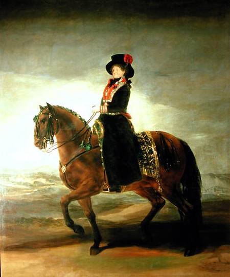 Equestrian portrait of Queen Maria Luisa (1751-1819) wife of King Charles IV (1788-1808) of Spain from Francisco José de Goya