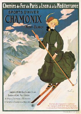 Poster advertising SNCF routes to Chamonix,