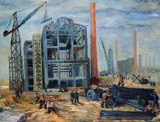At the Building, 1951 (oil on canvas) from Franciszek Zmurko