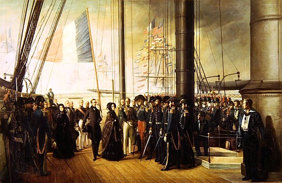 Queen Victoria I, received aboard the steamer ''Le Gomer'' the Rear Admiral Lasusse, 15th October 18 from François August Biard