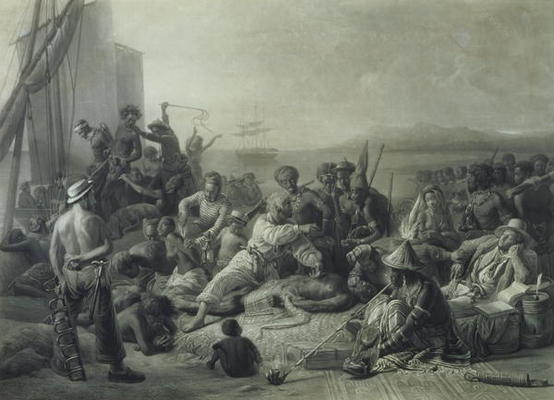 Scene on the Coast of Africa, engraved by Wagstaff, London, 1844 (mezzotint) from François August Biard