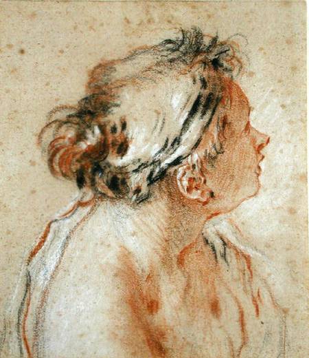 Head of a Nymph (black, white and red chalk on light brown from François Boucher