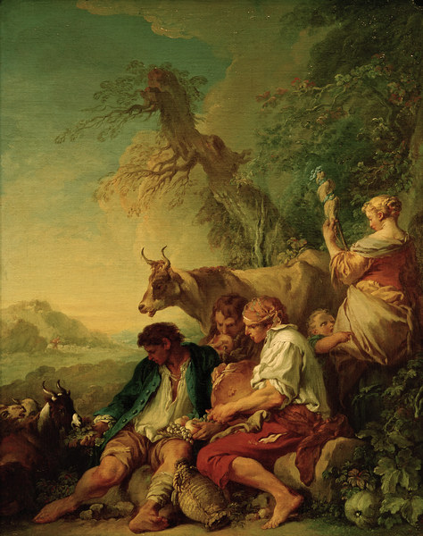 Hirten mit Vieh in Landschaft from François Boucher