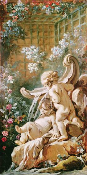 Two Cupids by a Basin, from the salon of Gilles Demarteau
