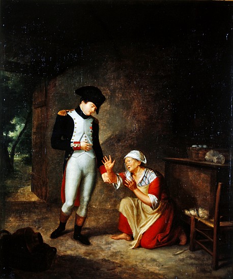 Napoleon visits a peasant in the outskirts of Brienne, 4th August from Francois Leroy de Liancourt