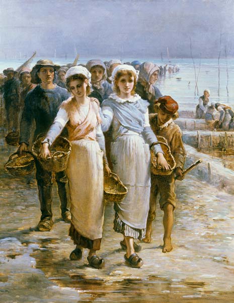 Oyster Girls at Cancale (oil on canvas) from Francois Nicolas Augustin Feyen-Perrin