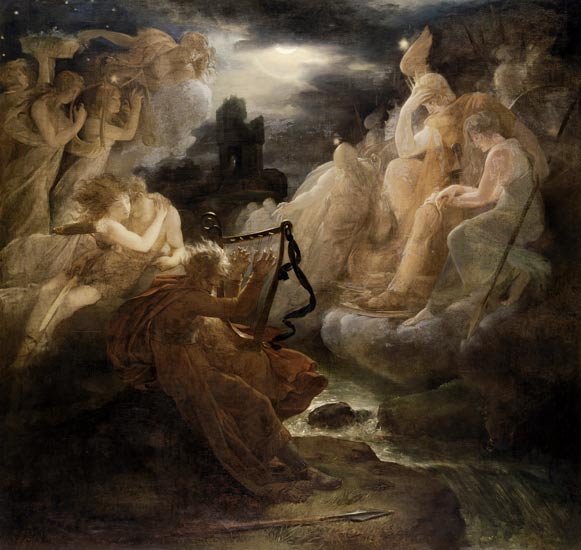 Ossian erweckt am Ufer der Lora mit dem Klang seiner Harfe die Geister from François Pascal Simon Gérard