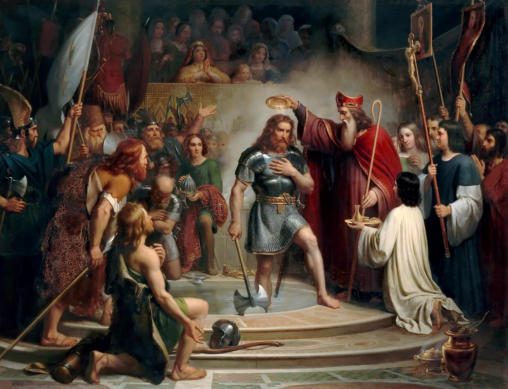 Baptism of Clovis at Reims from Francois Louis Dejuinne