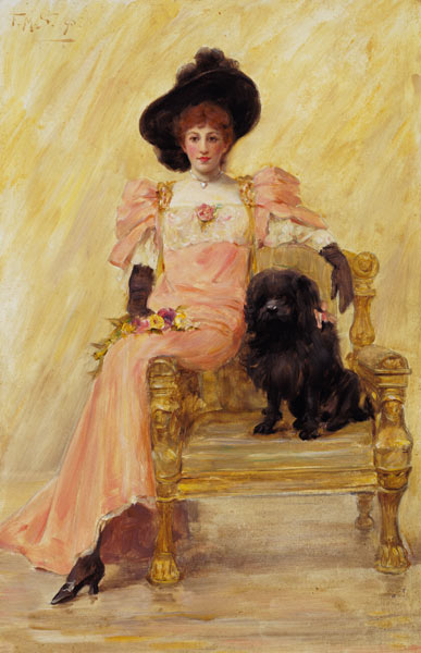 Portrait of a Lady with her Dog from Frank Markham Skipworth