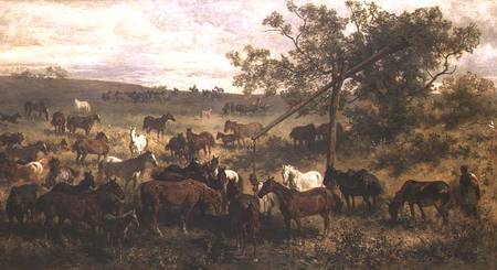 Horses at a Trough from Franz Adam