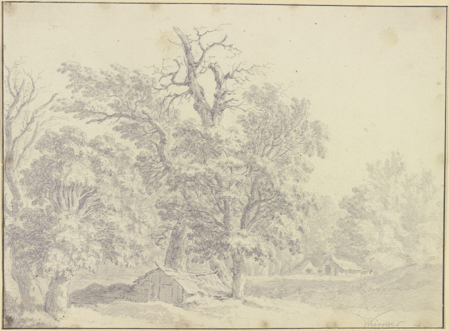 Schuppen unter hohen Bäumen from Franz Edmund Weirotter