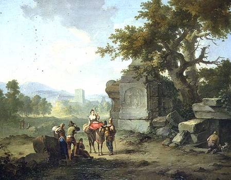 Rustic Landscape with Travellers (one of a pair) from Franz Ferg