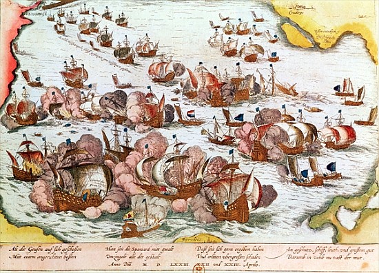 Naval Combat between the Beggars of the Sea and the Spanish in 1573 from Franz Hogenberg