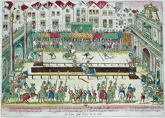 Tournament during which Henri II (1519-59) was injured the Count of Montgomery and died ten days lat from Franz Hogenberg