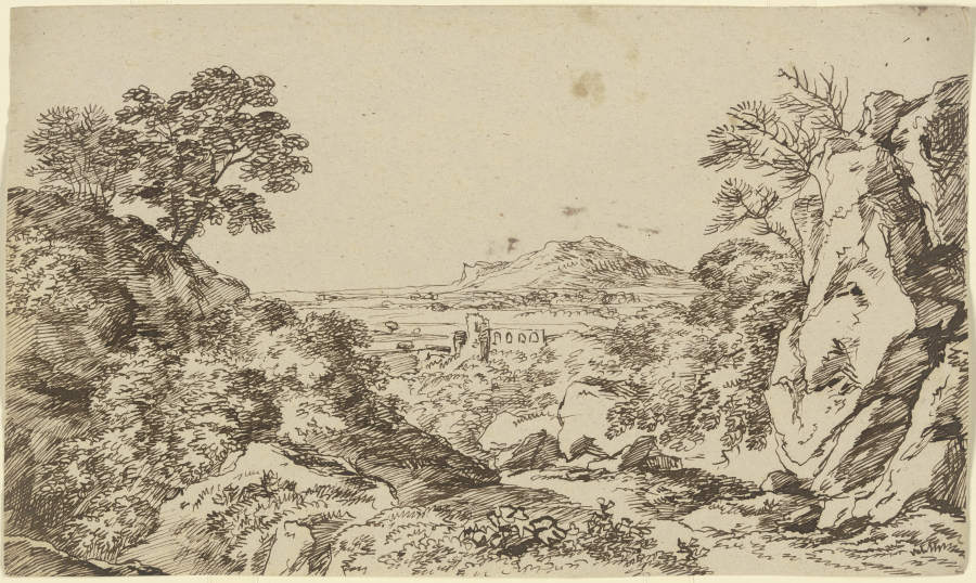 Ausblick auf eine Landschaft mit Burgruine im Mittelgrund from Franz Innocenz Josef Kobell