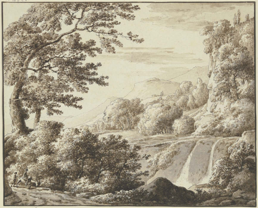 Baumreiche Landschaft mit Wasserfall from Franz Innocenz Josef Kobell