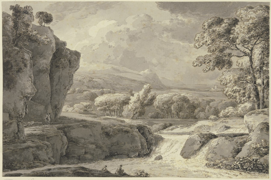 Flußlandschaft, links hohe Felsen from Franz Innocenz Josef Kobell