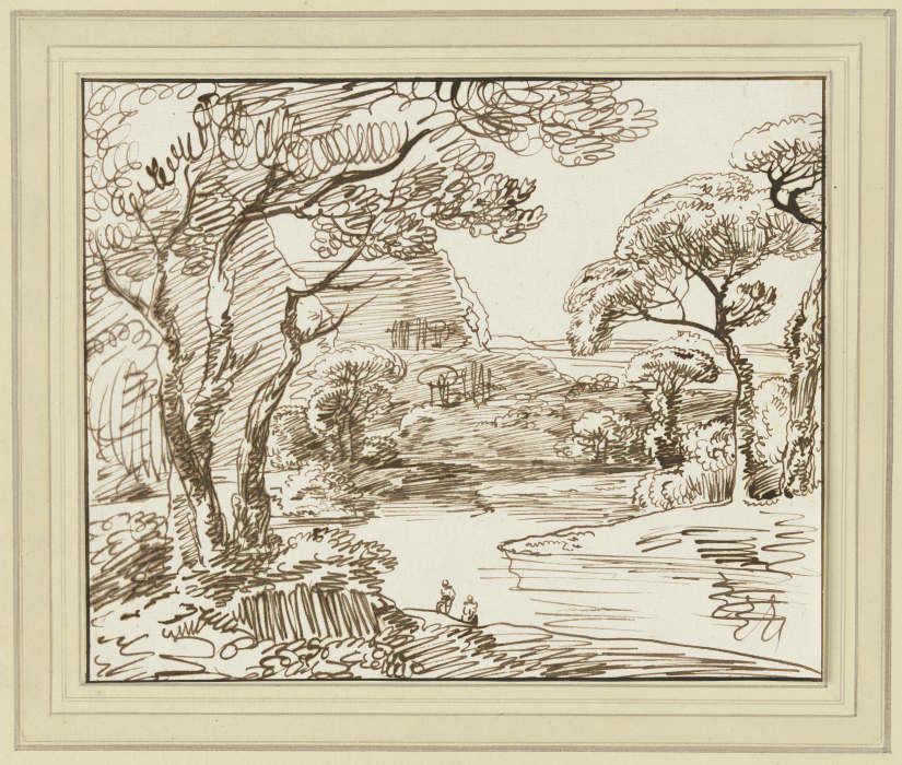 Flussuferlandschaft mit Bäumen from Franz Innocenz Josef Kobell