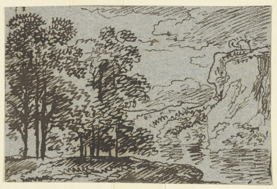 Gewässer, links ein Wäldchen, rechts ein Felssporn from Franz Innocenz Josef Kobell