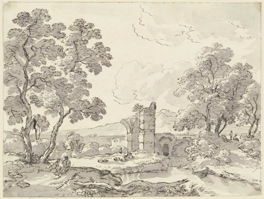 Landschaft mit antiken Ruinen, Hirten und Herde from Franz Innocenz Josef Kobell