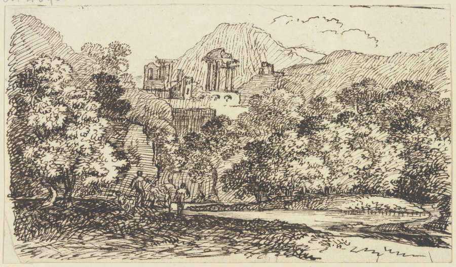 Landschaft mit antiken Ruinen und Staffagefiguren from Franz Innocenz Josef Kobell