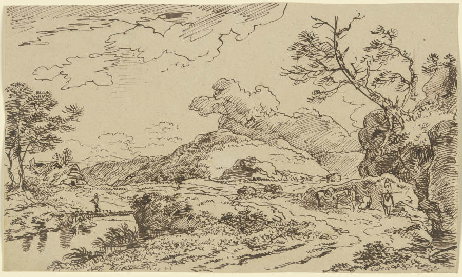 Landschaft mit Reisenden und aufziehenden Wolken from Franz Innocenz Josef Kobell