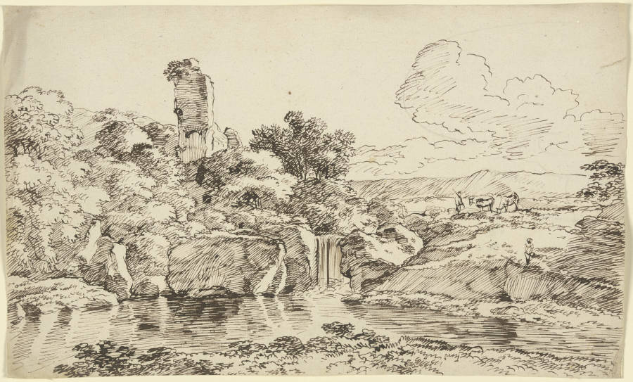 Ruine und weidendes Vieh an einem Gewässer from Franz Innocenz Josef Kobell