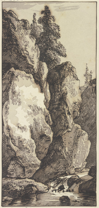 Steile Felspartie bei einem Bach from Franz Innocenz Josef Kobell
