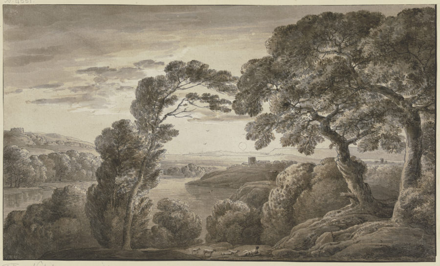 Südliche Landschaft mit hohen Bäumen from Franz Innocenz Josef Kobell