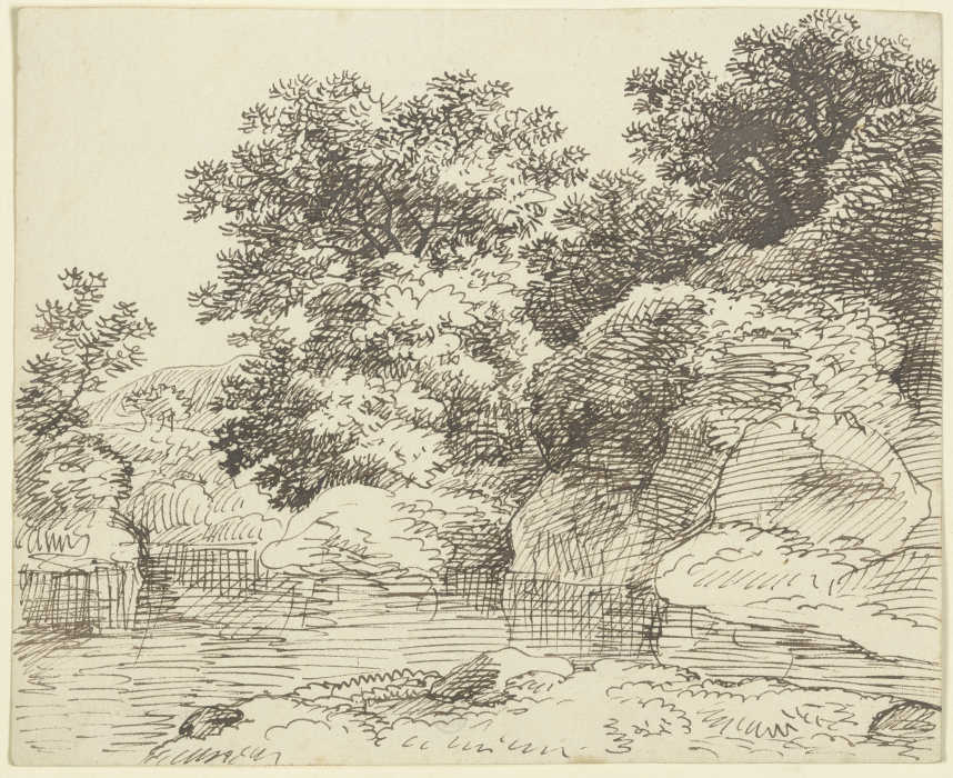 Uferböschung mit Bäumen from Franz Innocenz Josef Kobell